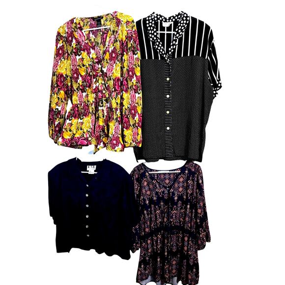 Assorted Brands Tops - Women's 2X 18W 20W Tops Shirts Blouses Wholesale Bulk Lot 4 Plus Size XXL 2XL
